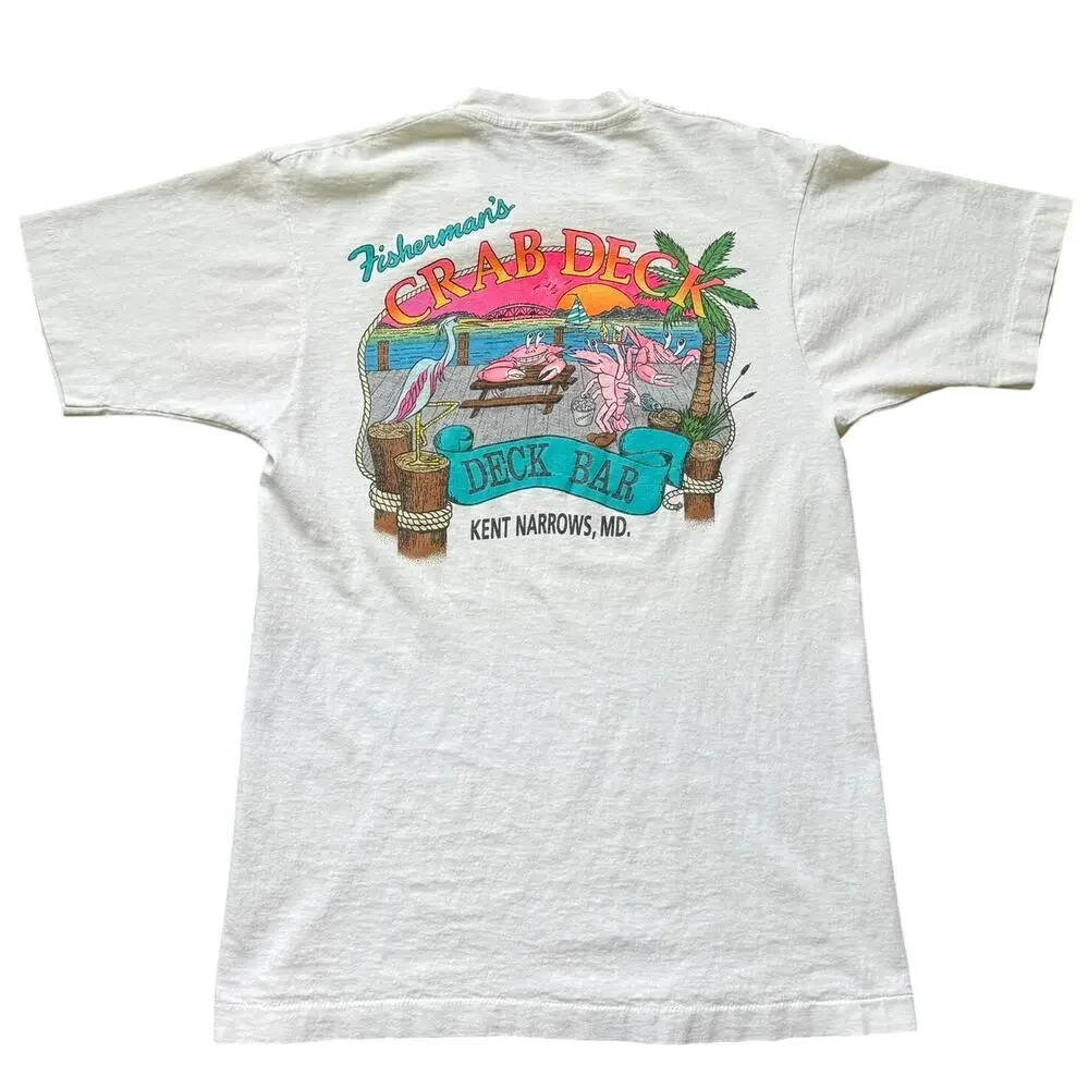 Vintage 90s Crab Deck Bar T-Shirt Fruit of the Loom Made in USA L